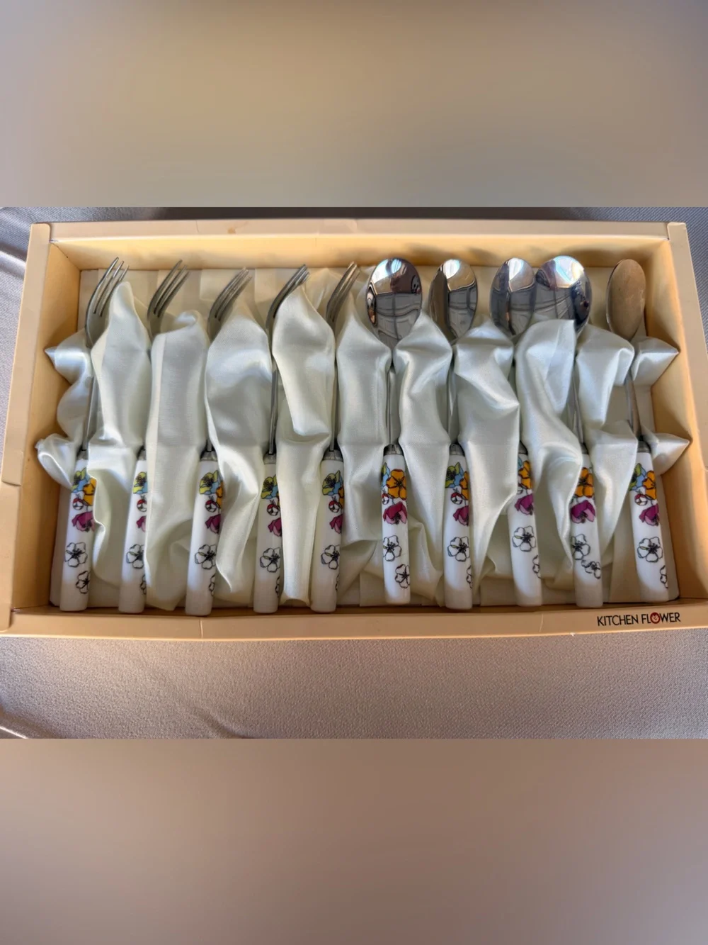 Kitchen Flower Floral Handle Stainless Steel Flatware Set -Mini Forks Spoons